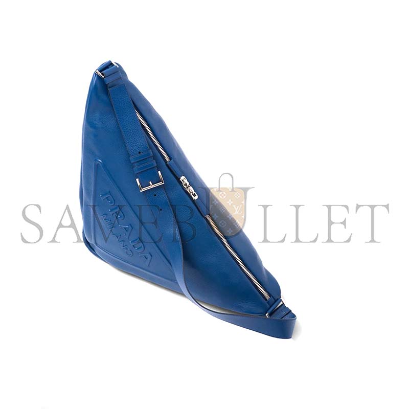 Pra*a leather triangle shoulder bag large bluette 2vy007 (60*30cm)